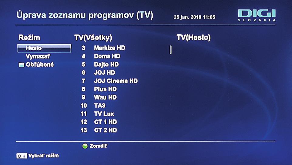 POZOR Pre využitie funkcie archívu je potrebné, aby STB bol pripojený k internetu.