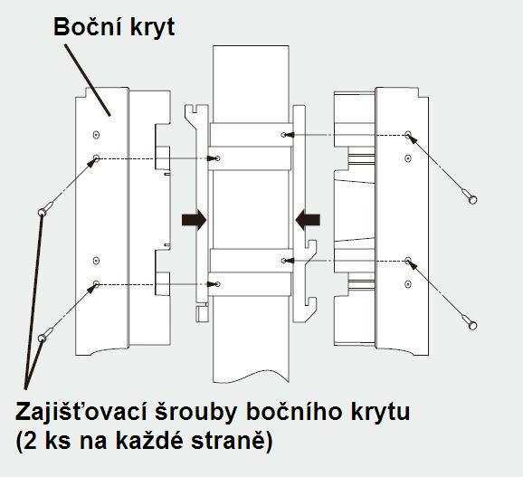 Montážní desku upevněte na sloupek pomocí třmenů a šroubů, které jsou součástí dodávky zadních krytů.