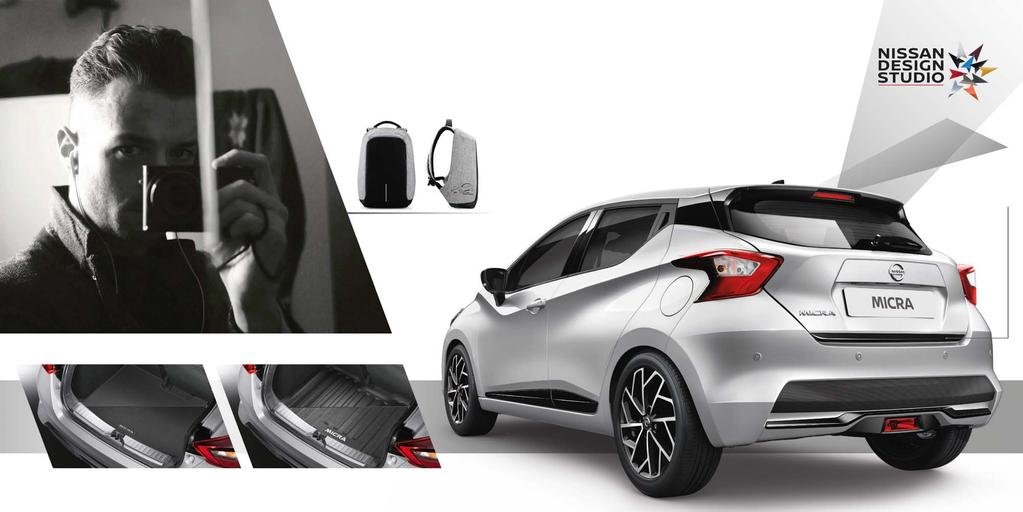 ZÁHADNÝ Čistý a sofistikovaný jako černobílá fotografie, zcela nový Nissan MICRA v barvě Stříbrná Platinum s balíčkem Exteriér v barvě Černá Enigma, dolní lištou dveří a originální ochrannou lištou