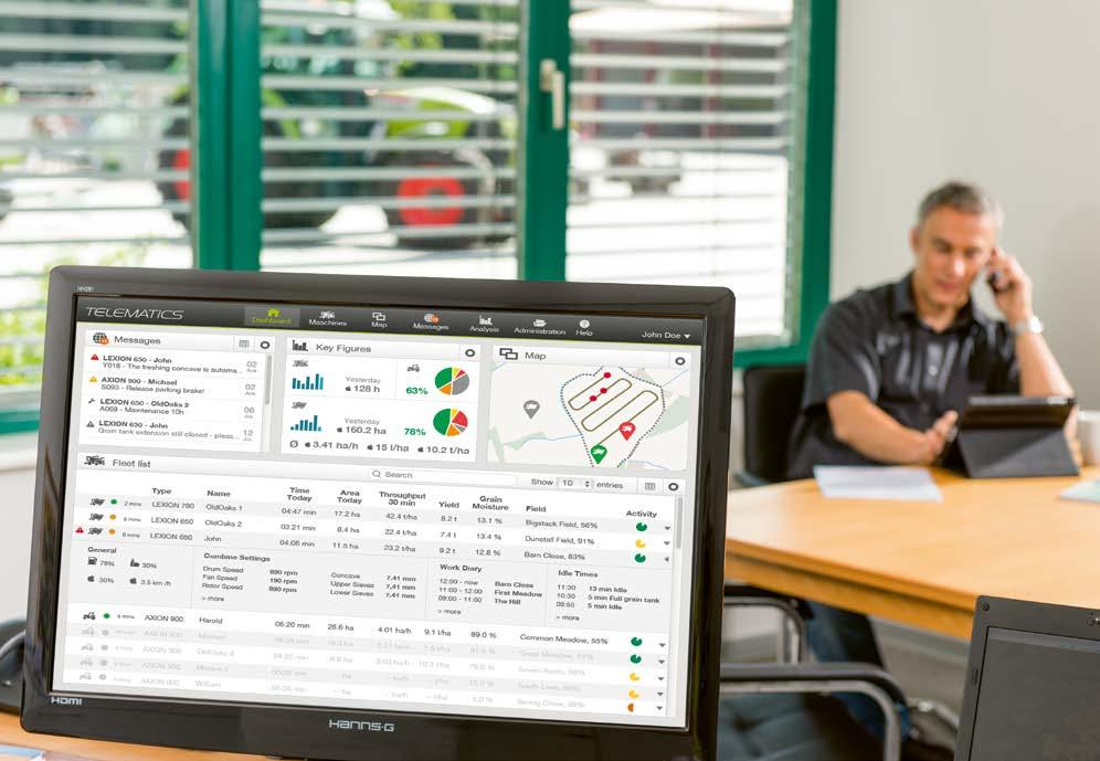 NOVINKA TELEMATICS Fleet View. TELEMATICS NOVINKA: Aplikace Fleet View. S Fleet View vytvořil CLAAS aplikaci, se kterou může pracovat sklízecí řezačka bez prostojů.