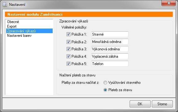 5.3 Jak vložit další položky do měsíčních výkazů? Program nabízí možnost vložit až 5 dalších volitelných položek, které se stanou součástí měsíčních výkazů (např.