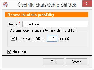 8 Lékařské prohlídky Tato část programu umožňuje evidovat preventivní prohlídky zaměstnanců.