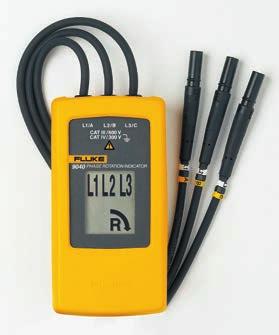 Fluke 9040 je rotační terénní indikátor a poskytuje jasné označení 3 fází na LCD displeji a směr rotace fáze k určení správného