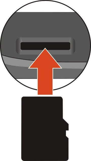 Jak vložit paměťovou kartu? POZOR: Netlačte na střed paměťové karty. Uchopte kartu MicroSD za okraje a opatrně zasuňte do štěrbiny podle obrázků zařízení Mio výše.