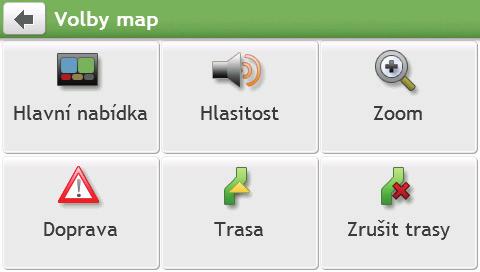 V závislosti na trase jízdy se mohou zobrazovat ikony, které poskytují různé informace na obrazovce Mapa.