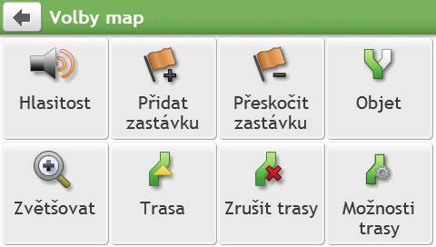 Například: ikona Omezení rychlosti (např. ) na obrazovce Mapa.