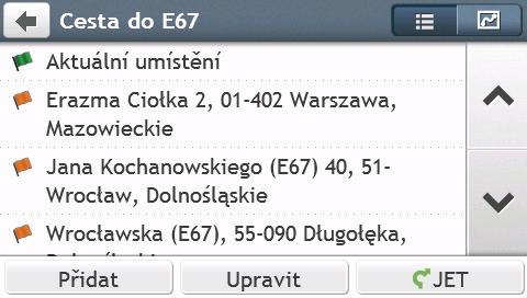 3. Klepněte na některou zastávku na obrazovce Upravit. Zobrazí se obrazovka Náhled. 4. Proveďte 