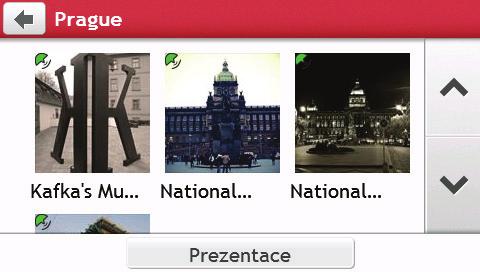 Ukazuje, že snímek je NavPix se souřadnicemi GPS. Miniatura snímku NavPix obsaženého v albu. Chcete-li vybrat NavPix, klepněte na miniaturu.