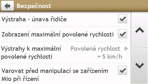 Chcete-li... Proveďte... změnit režim zobrazené obrazovky klepněte na Režim obrazovky a vyberte: Auto: automaticky přepíná režimy Den a Noc. Den: zobrazuje obrazovku v režimu Den.
