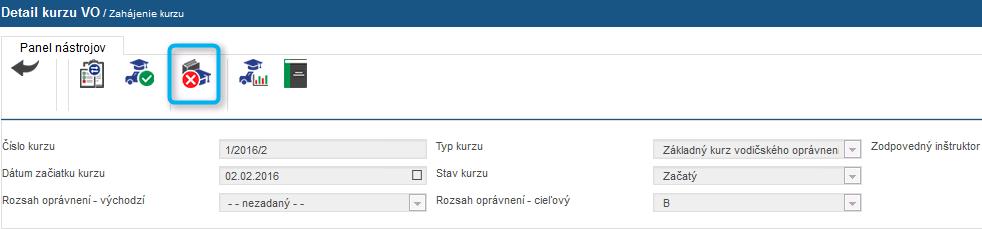 14 UKONČENIE KURZU Potom, čo bude ukončený výcvik všetkých účastníkov kurzu je možné kurz uzavrieť. Akcia je dostupná v Detaile kurzu v paneli nástrojov Ukončiť kurz. Obr.