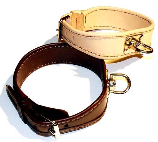 Obojky OB 25 barvářský obojek podšitý tenkou kůží s podloženou sponou (barva přírodní nebo hnědá) Délka obojku cena Určen pro plemena psů - 35 cm 430,- Kč menší jezevčík - 40 cm 430,- Kč větší