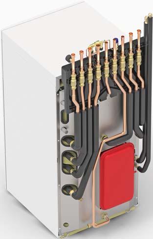 Integruje připojovací potrubí: okruh chladiva, přímý topný okruh a TV. Může se na ni montovat také balení EH1/2/3, které jsou uvedeny níže.