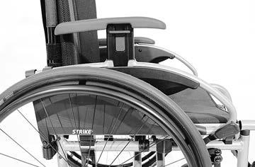 Odklopení opěrky ruky (Model 2.370) Při přesedání z vozíku a do vozíku je možné opěrku ruky odklopit [1] nahoru a vytočit za zádovou opěru [2].