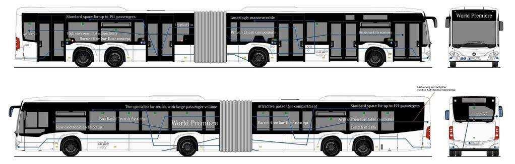 Obrázek 23: Autobus Mercedes CapaCity L s délkou 21 m [19] Na konci roku 2016 dopravní podnik v Praze testoval další, tentokrát
