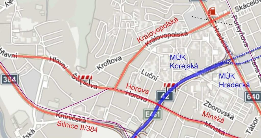 od MÚK Hradecká až po MÚK Kníničská je úsek hotový, ale dále směrem na jih až po MÚK je Hlinky je okruh ve fázi, kdy se dokončuje projektová