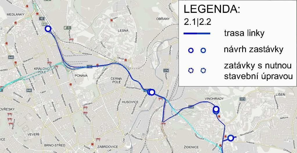 5.2. Varianta 2 Variantu 2 jsem navrhnul jako ukázku tangenciální linky, která se složila z několika úsekových variant.