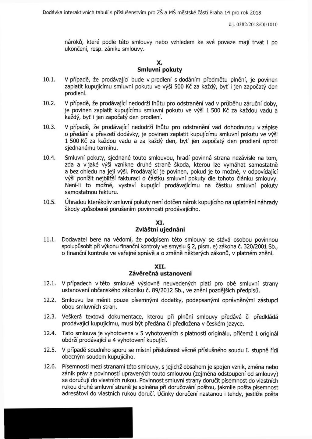 Dodávka interaktivních tabulí s příslušenstvím pro ZŠ a MŠ městské části Praha H pro rok 2018 č.j.