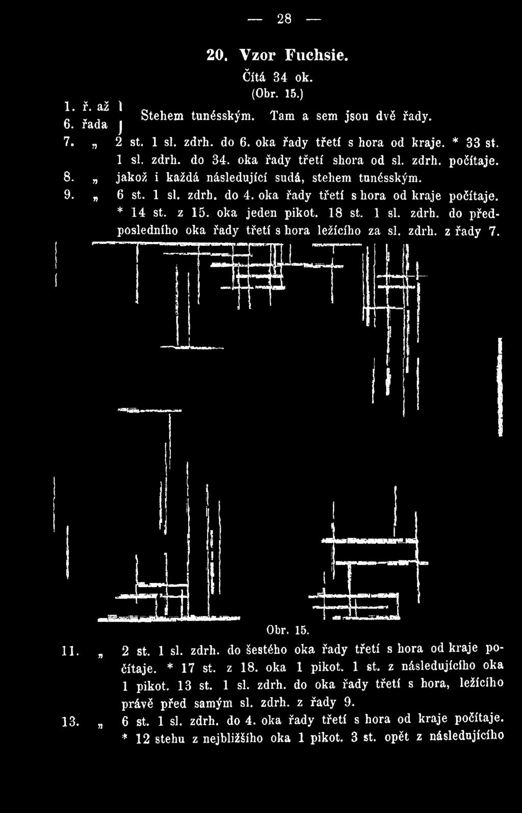 zdrh. do předposledního oka řady třetí s hora ležícího za si. zdrh. z řady 7. Obr. 15. 11. 2 st. 1 si.