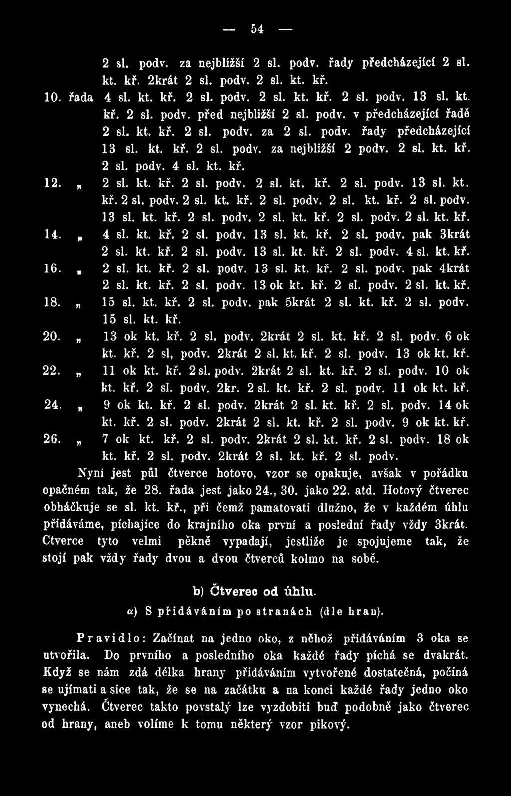 M 4 si. kt. kř. 2 si. podv. 13 si. kt. kř. 2 si. podv. pak 3krát 2 si. kt. kř. 2 si. podv. 13 si. kt. kř. 2 si. podv. 4 si. kt. kř. 16. 2 si. kt. kř. 2 si. podv. 13 si. kt. kř. 2 si. podv. pak 4krát 2 si.