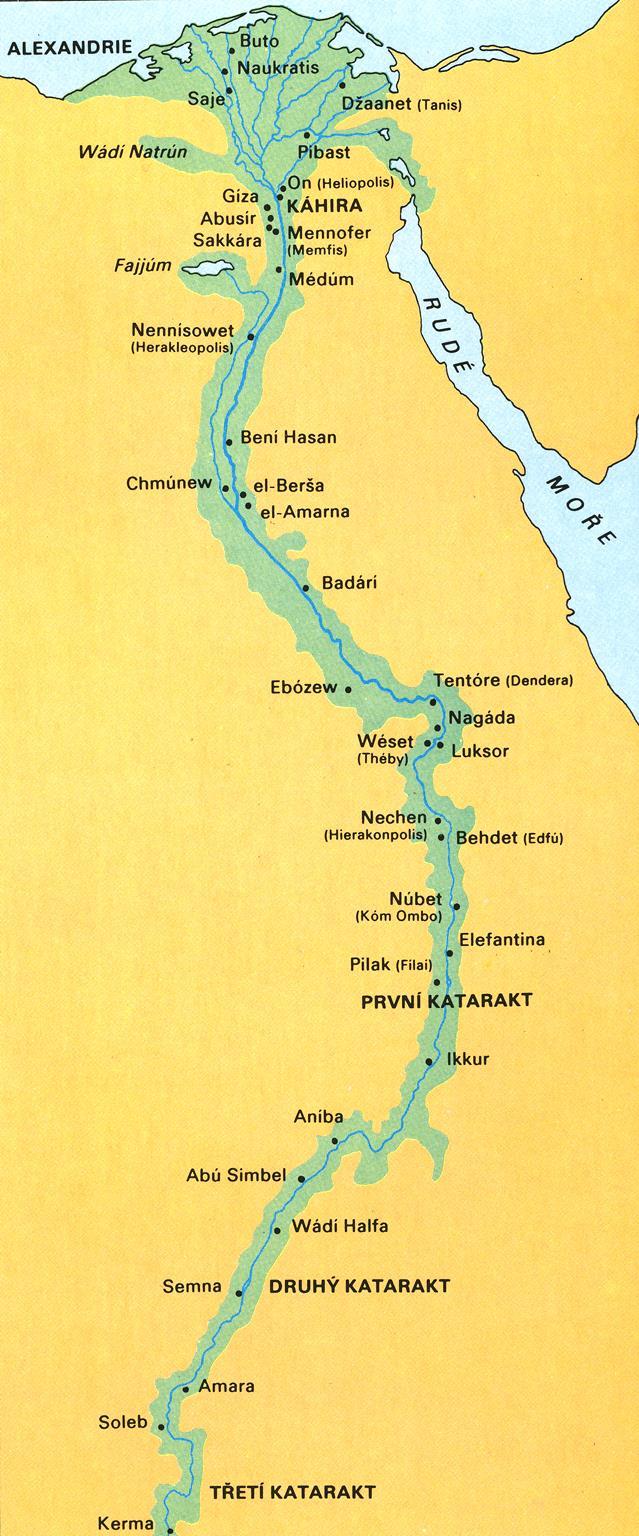 Mapa Egypta s centry Dolní Egypt (delta