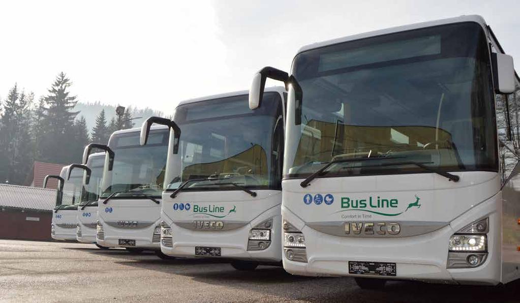 flotila autobusů Společnost BusLine provozuje stovky autobusů.