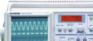 1cm) ANALOGOVÉ OSCILOSKOPY GOOD WILL GOS-630FC 30 MHz Vertikální systém Citlivost 1mV 5 V / dílek (12 kroků v sekvenci 1-2-5) Šířka pásma DC 30 MHz (2 kanály) Max.