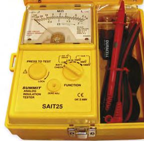 chráněný rychlou pojistkou 0,5 A / 250 V, zkouška baterií, vizuální indikace živého obvodu, splňuje IEC61557-2, stupeň ochrany CAT III, 600 V SAIT 200 Měřicí rozsahy izolačního odporu 0 100 MΩ / 0