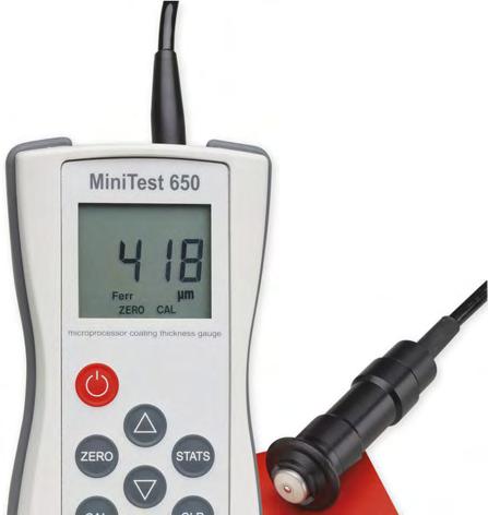 MiniTest 650N: metoda vířivých proudů pro měření izolačních nátěrů na neželezných kovech - např. barvy, eloxování, keramika na hliníku, mědi, litině, mosazi, atd.