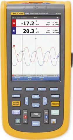 pomocí kurzorů (kromě typu 123B) Citlivost (osciloskop) 5 mv až 500 V/dílek Rekordér TrendPlot se dvěma vstupy Funkce zachytávání přechodných jevů do frekvence 4 khz Funkce True-RMS multimetru, max.