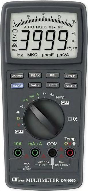 600 Ω ~ 60 MΩ 0,1 Ω ~ 10 kω 1% + 2 dig. Teplota Test diod -20 1200 C 0,1 C /1 C 1,0 % + 1 C 2,9 V DC 0,5 % + 2 dig.