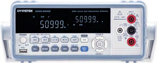 STOLNÍ DIGITÁLNÍ MULTIMETR GOODWILL GDM-8342 4 3/4 dig. Duální displej s maximálním čítáním 50 000 Měření U DC, U AC, I DC, I AC, R, C, f, T, spojitosti, diod, dbm Funkce Max./Min.