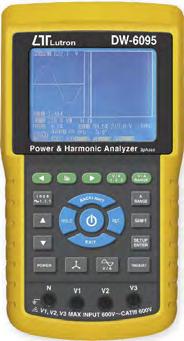 TŘÍFÁZOVÝ ANALYZÁTOR VÝKONU LUTRON DW-6095 Třífázový wattmetr - analyzátor výkonu (35 parametrů) Měří V, A, kw, kva, kvar, PF, kwh, kvah, kvarh, PFH, úhel fáze, Hz, nevyváženost Zachytávání
