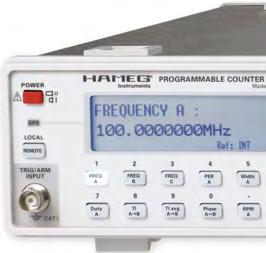 UNIVERZÁLNÍ ČÍTAČ ROHDE&SCHWARZ HM8123 Frekvenční rozsah od 0Hz do 3GHz, 3 vstupy 9 měřících funkcí, externí klíčování a spouštění Rozlišení 9 digitů při době klíčování 1s (10 dig/10s) Časová