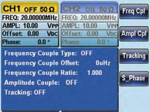; přesnost ±2% nastavení ±1mVpp (při 1kHz, >10mVpp); jednotky Vpp, Vrms a dbm Offset ±5Vpk AC+DC (50Ω); ±10Vpk AC+DC (naprázdno); ±2,5Vpk AC+DC (50Ω - 20MHz~25MHz); ±5Vpk AC+DC (naprázdno -