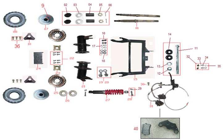 1 547503001 Poloosa zadního kola Rear drive axle 2 547503002 Krytka Cover 3 547503003 Podložka Washer 4 547503004 Pouzdro Bushing 5 547503005 Korunová matice M20x1,5 Slotted nut M20x1,5 6 547503006