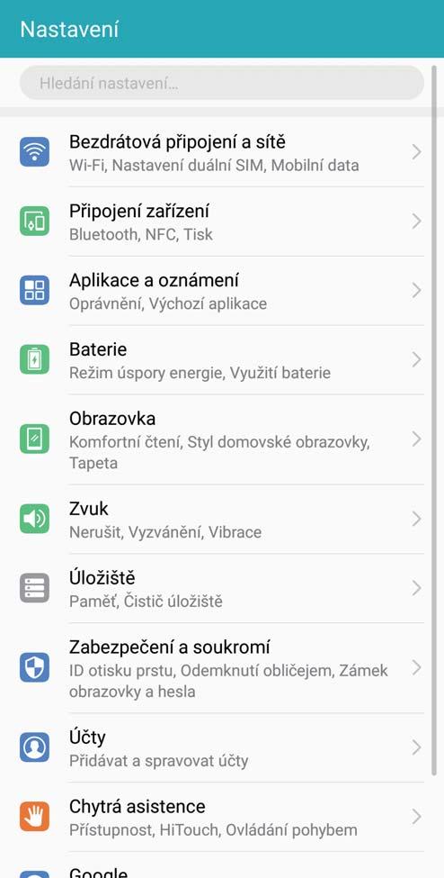 Systém Zobrazení informací o produktu: Otevřete Nastavení, přejitím do Systém > O telefonu a zobrazte informace, jako např.