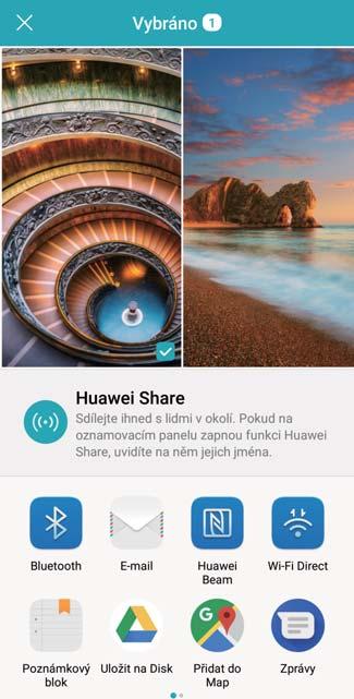 Připojení zařízení Huawei Share Používání funkce Huawei Share pro odesílání souborů: Vyberte soubory, které chcete sdílet, a poté klepněte na položku Sdílet.