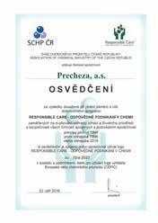 Identifikační údaje akciové společnosti: Obchodní jméno: PRECHEZA a.s. Sídlo: nábř. Dr.