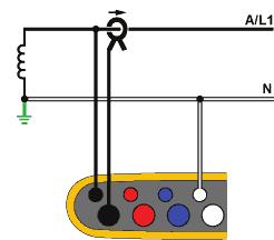 Power Logger Tlačítka výběru funkcí Topologie (Rozvodný systém) Jedna fáze Vyberte vhodný systém. Na přístroji se zobrazí diagram připojení pro měřicí kabely napětí a napěťové sondy.