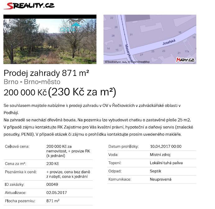 Srovnávací nemovitost č.