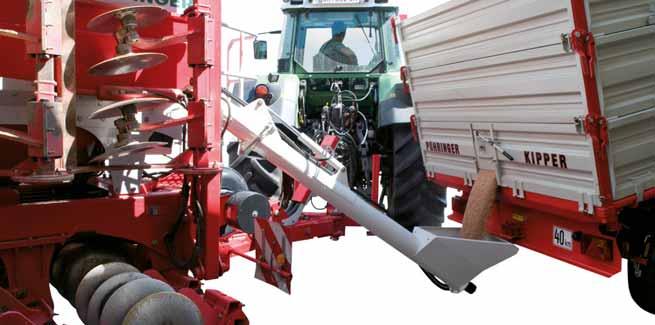 TERRASEM C6 TERRASEM Hydraulicky ovládaný plnící šnekový dopravník Výhody Secí stroj v plné výbavě Rychlost plnění 500 litrů za minutu.