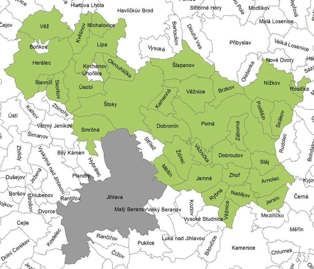 3 HISTORIE A POPIS ÚZEMÍ MAS Českomoravské pomezí o.p.s. byla založena 9. 7. 2007 devíti zakladateli na katastrálním území 22 obcí Mikroregionu Polensko.