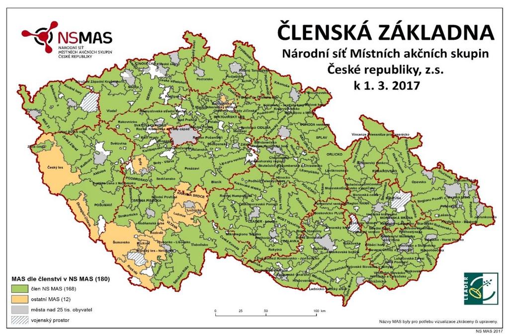 4 ČLENSTVÍ A SPOLUPRÁCE MAS ČMP MAS Českomoravské pomezí je aktivním členem v několika celostátních organizacích: Národní síť Místních akčních skupin České republiky, z.s. Hlavním posláním NS MAS je především: sdružovat Místní akční skupiny pracující podle základních kritérií vydaných pro fungování MAS (k 1.