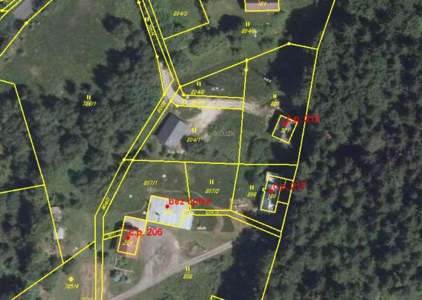 situovaný na pozemku p.č. 804/1 katastru Polevsko je zásoben pitnou vodou prostřednictvím vlastní studny. Jedná se o objekt pro trvalé bydlení. Obr.č. 71. Snímek mapy KN.