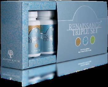 RENAISSANCE TRIPLE SET Základem přípravku jsou tři formulky, obohacené vitamíny, minerálními látkami a rostlinnými extrakty sibiřských bylin.
