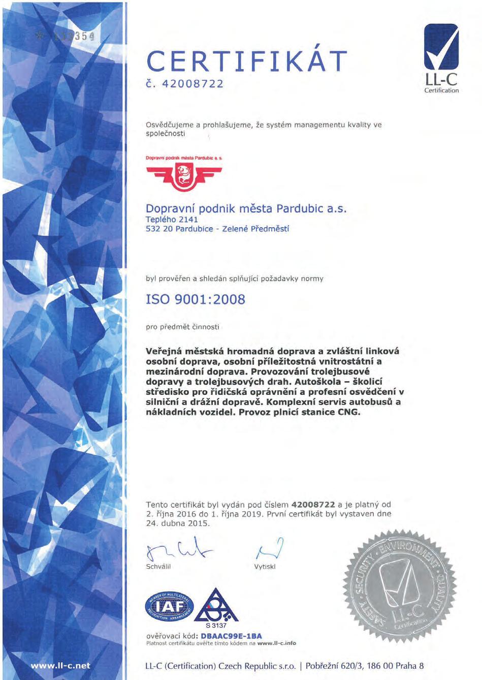 72 Certifikát