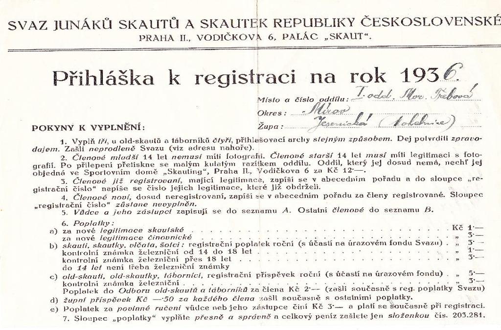 1. chlapecký Šumperk vůdce Přikryl Alois 24 členů 2. chlapecký Šumperk vůdce Bartoň Rudolf 9 členů 1.