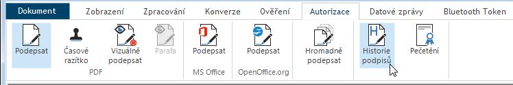 6.11. Historie podpisů Někdy může být užitečné si ujasnit, která dokumenty a kdy jste podepsali digitálním podpisem.