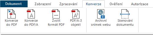 specifikaci vyhověl. Pod záložkou Konverze je lišta s tlačítky, jejichž pomocí můžete vytvořit PDF dokumenty konverzí do prakticky libovolné specifikace. 6.13