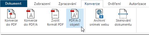 Pro konverzi do formátu PDF/A-3 se po stisku tlačítka PDF/A-3 objekt otevře dialog Přidat přílohy.
